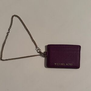 Michael Kors Violet Card Holder with Gold Chain